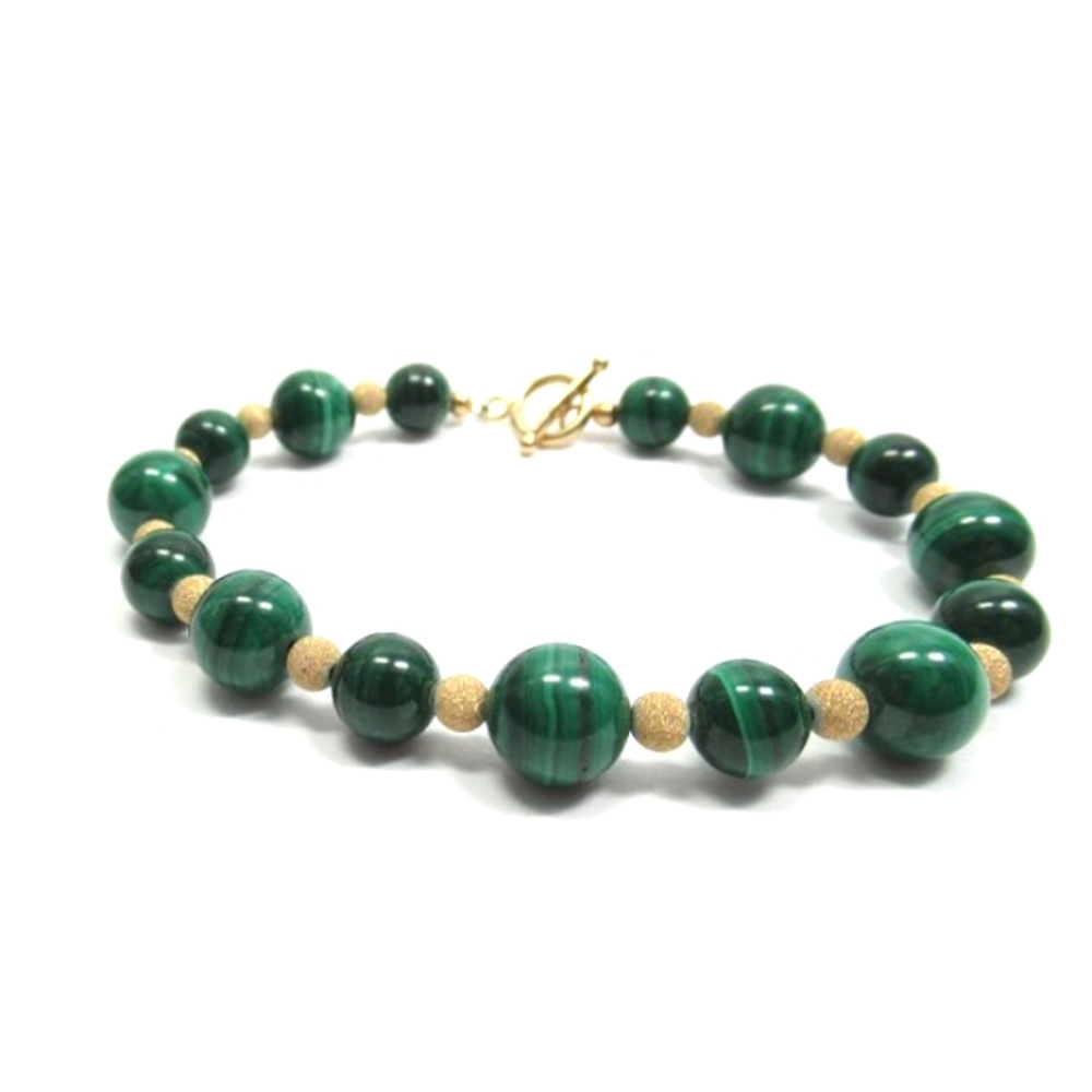 Malachite and 14k gold filled bead bracelet